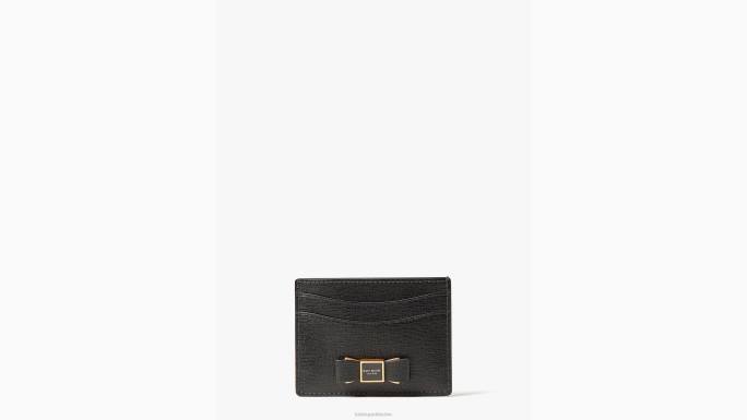 žene Kate Spade crno morgan bow uljepšani držač kartice pribor 04HN434
