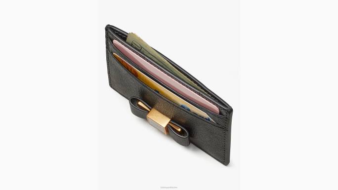 žene Kate Spade crno morgan bow uljepšani držač kartice pribor 04HN434