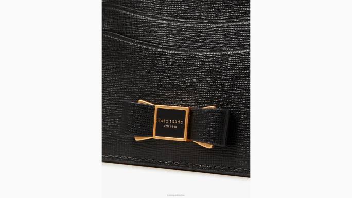 žene Kate Spade crno morgan bow uljepšani držač kartice pribor 04HN434