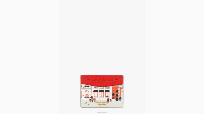 žene Kate Spade jarko crvena multi držač kartice od reljefne kože pribor 04HN418