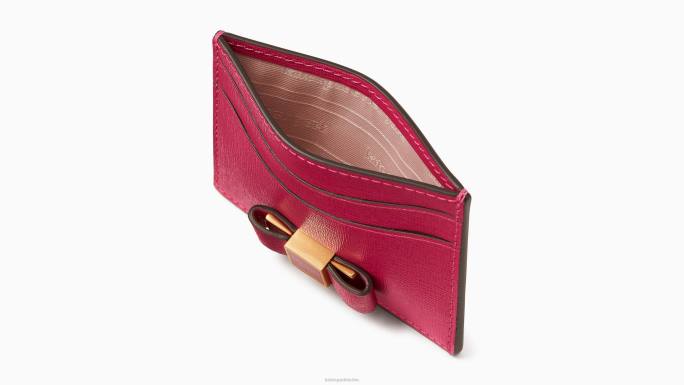 žene Kate Spade roza šljiva morgan bow uljepšani držač kartice pribor 04HN435