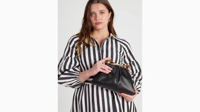 žene Kate Spade crno spojka pramčanog okvira pribor 04HN161