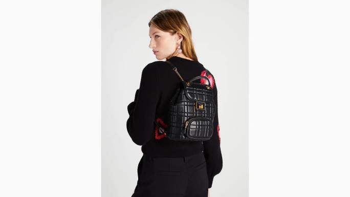 žene Kate Spade crno prošiveni mali ruksak evelyn pribor 04HN290