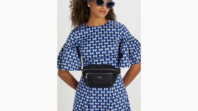 žene Kate Spade crno sam ikona ksnyl najlonska srednja torba za pojas pribor 04HN41