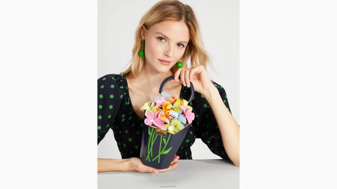 žene Kate Spade blejzer plavi multi in bloom ukrašena 3d buket torba s gornjom ručkom pribor 04HN182