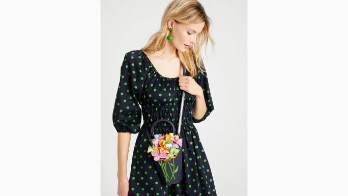 žene Kate Spade blejzer plavi multi in bloom ukrašena 3d buket torba s gornjom ručkom pribor 04HN182