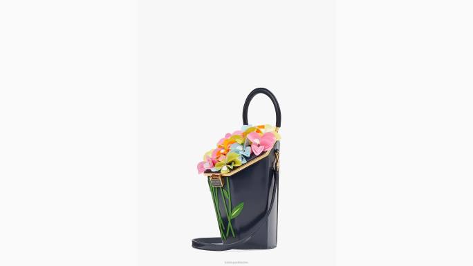 žene Kate Spade blejzer plavi multi in bloom ukrašena 3d buket torba s gornjom ručkom pribor 04HN182