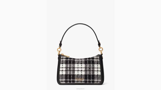 žene Kate Spade crni multi hudson posh plaid jacquard srednji kabriolet crossbody pribor 04HN328