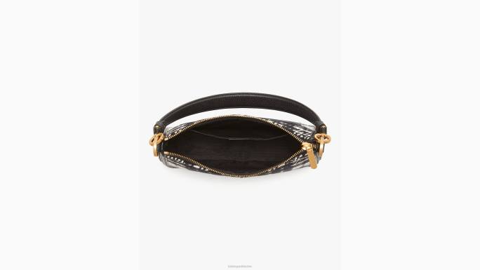 žene Kate Spade crni multi hudson posh plaid jacquard srednji kabriolet crossbody pribor 04HN328