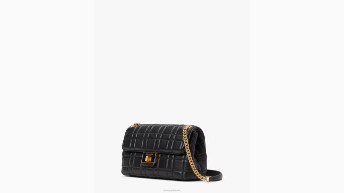 žene Kate Spade crno evelyn prošivena srednja preklopna torba za rame pribor 04HN319