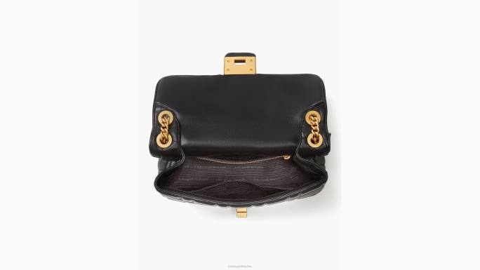 žene Kate Spade crno evelyn prošivena srednja preklopna torba za rame pribor 04HN319