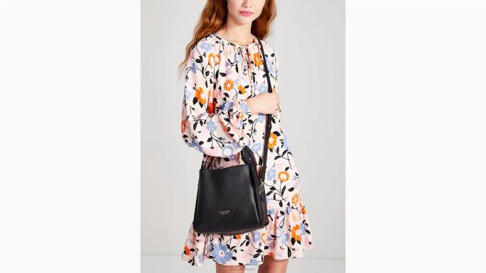 žene Kate Spade crno knott srednja torba preko tijela pribor 04HN122