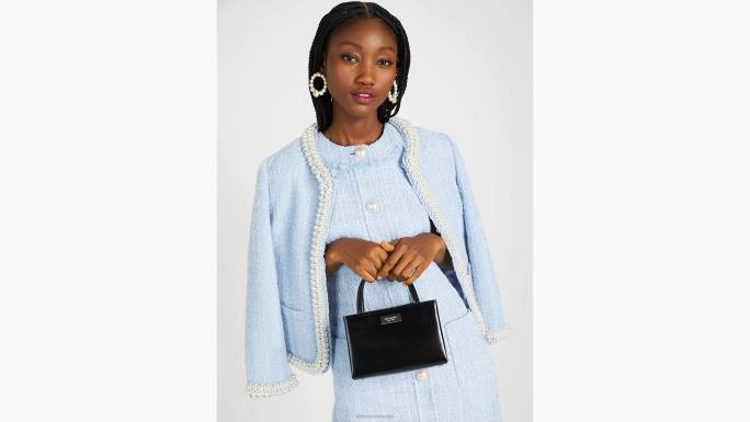 žene Kate Spade crno sam icon kožna mini torba pribor 04HN198