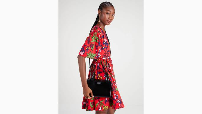 žene Kate Spade crno sam icon mala kožna torba pribor 04HN220