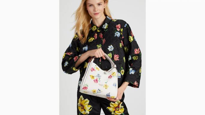 žene Kate Spade krema multi knott tulip toss reljefna torba srednje veličine preko tijela pribor 04HN76