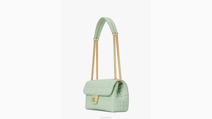 žene Kate Spade krema od pistacija evelyn prošivena srednja preklopna torba za rame pribor 04HN317
