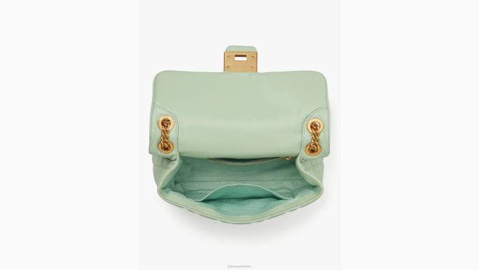 žene Kate Spade krema od pistacija evelyn prošivena srednja preklopna torba za rame pribor 04HN317
