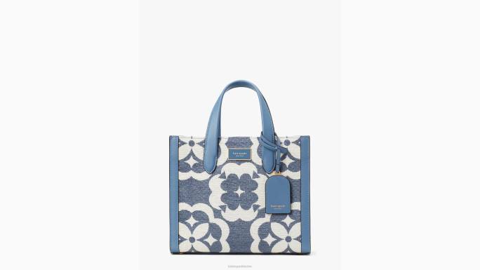 žene Kate Spade manta plava multi cvjetni monogram manhattan mala torba od šenile pribor 04HN266