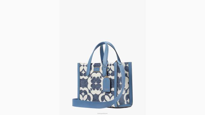 žene Kate Spade manta plava multi cvjetni monogram manhattan mala torba od šenile pribor 04HN266