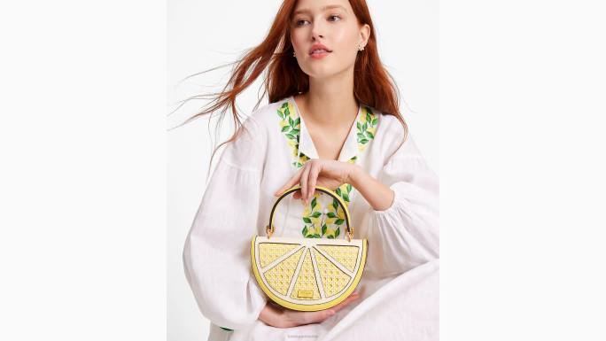 žene Kate Spade maslačak žuti multi lemon drop pleteni 3d crossbody pribor 04HN97