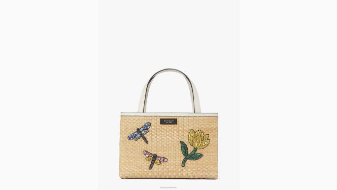 žene Kate Spade prirodni multi sam ikona mala torba od slame ukrašena vretencom pribor 04HN157