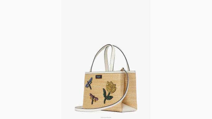 žene Kate Spade prirodni multi sam ikona mala torba od slame ukrašena vretencom pribor 04HN157