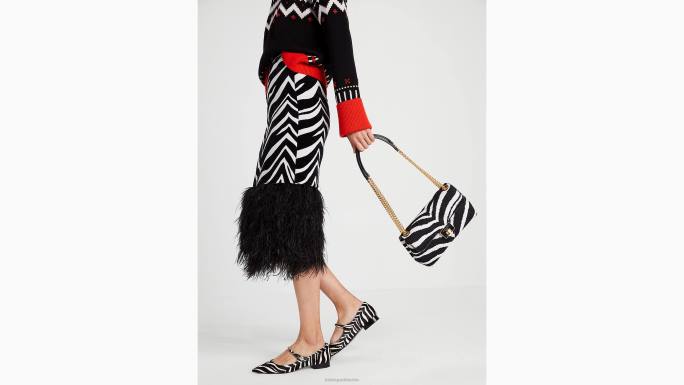 žene Kate Spade crni multi evelyn zebra boucle jacquard srednja torba na rame pribor 04HN330