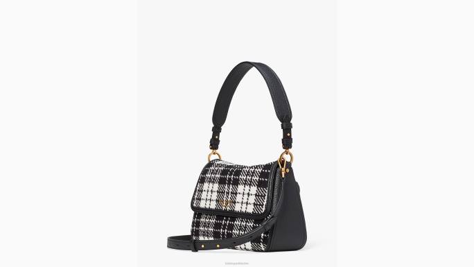 žene Kate Spade crni multi hudson posh plaid jacquard srednje preklopna torba na rame pribor 04HN337