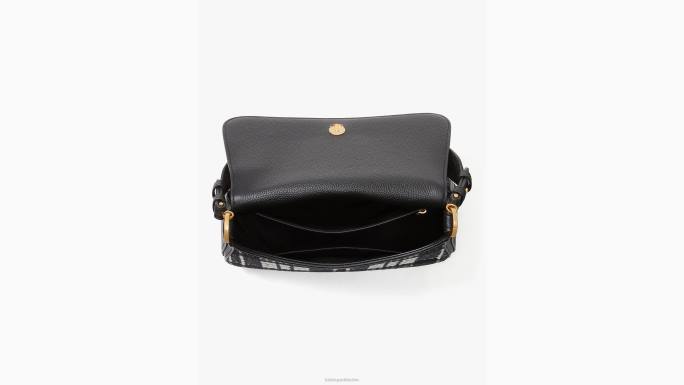 žene Kate Spade crni multi hudson posh plaid jacquard srednje preklopna torba na rame pribor 04HN337