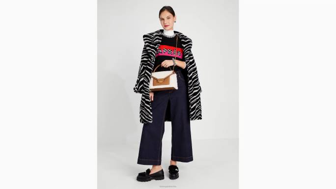 žene Kate Spade krema multi gramercy shearling srednje konvertibilna torba za rame pribor 04HN338