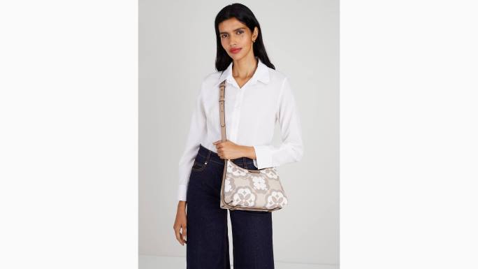 žene Kate Spade prirodni multi cvjetni monogram reece mala torbica za rame pribor 04HN44