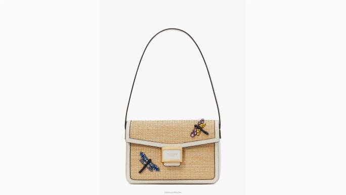 žene Kate Spade prirodni multi katy srednja torba na rame ukrašena slamnatim konjicem pribor 04HN154