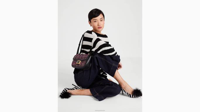 žene Kate Spade roza multi katy tweed srednje konvertibilna torba za rame pribor 04HN339
