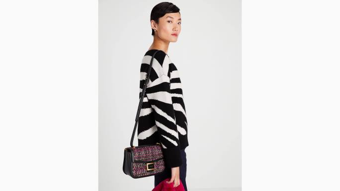 žene Kate Spade roza multi katy tweed srednje konvertibilna torba za rame pribor 04HN339