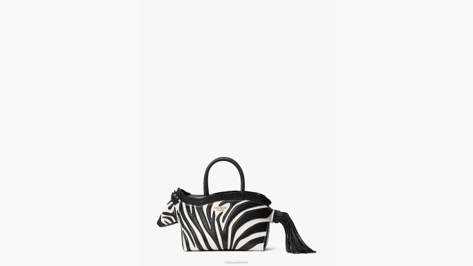 žene Kate Spade crni multi ziggy glatka kožna 3d zebra torba pribor 04HN340
