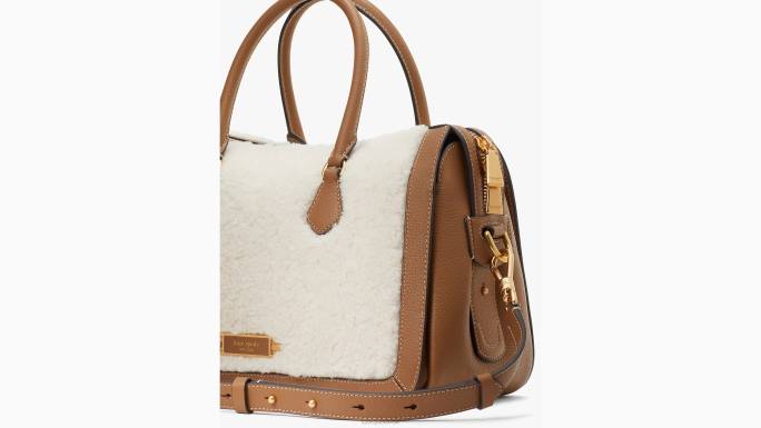 žene Kate Spade krema multi gramercy shearling srednje torba pribor 04HN341