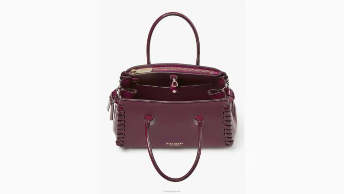 žene Kate Spade perzefona ljubičasta srednja torba od lakovane kože s šivanim šavovima pribor 04HN332
