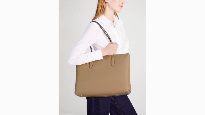 žene Kate Spade bezvremenski taupe cjelodnevna velika torba s patentnim zatvaračem pribor 04HN79