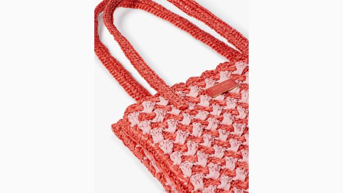 žene Kate Spade bubamara multi visoka plima prugasta heklana torba srednje veličine od rafije pribor 04HN9