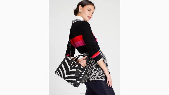 žene Kate Spade crni multi manhattan odvažna zebra boucle jacquard mala torbica pribor 04HN333