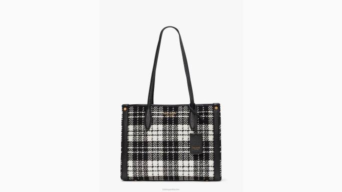 žene Kate Spade crni multi market posh karirana jacquard torba srednje veličine pribor 04HN334