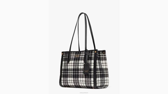 žene Kate Spade crni multi market posh karirana jacquard torba srednje veličine pribor 04HN334