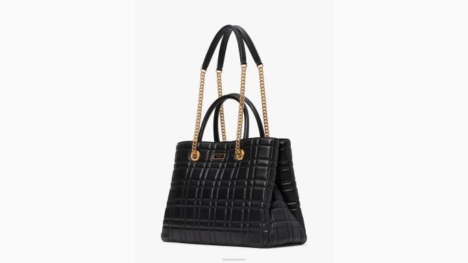 žene Kate Spade crno evelyn prošivena srednja preklopna torba za kupovinu pribor 04HN274