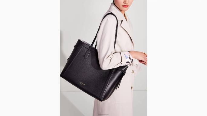 žene Kate Spade crno knott velika torba s patentnim zatvaračem pribor 04HN188