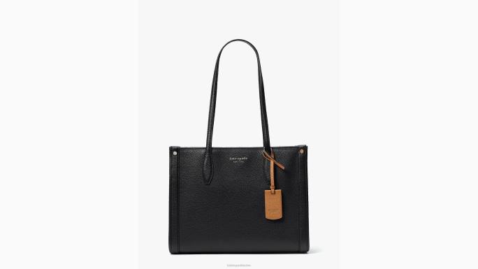 žene Kate Spade crno tržišna srednja torba od šljunčane kože pribor 04HN32