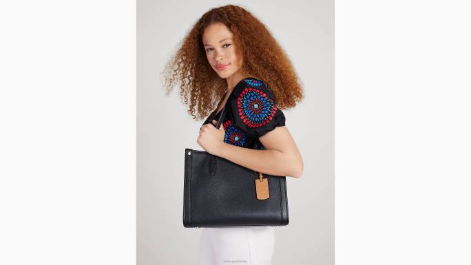 žene Kate Spade crno tržišna srednja torba od šljunčane kože pribor 04HN32