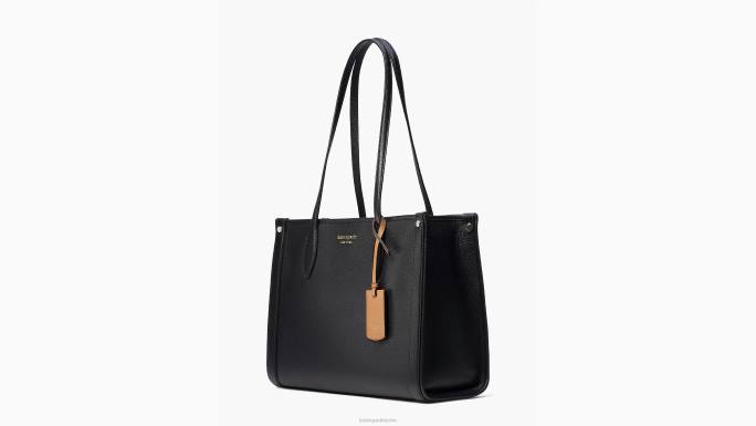 žene Kate Spade crno tržišna srednja torba od šljunčane kože pribor 04HN32