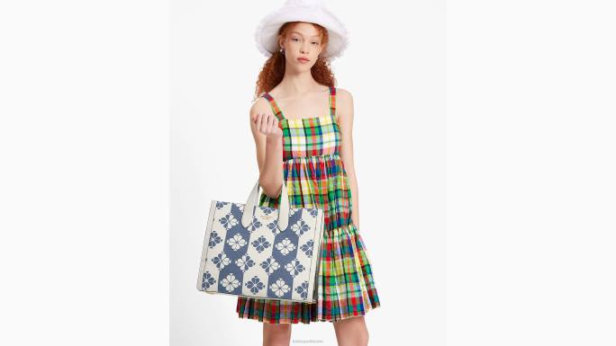 žene Kate Spade halo bijeli multi cvjetna dvobojna platnena manhattan velika torba pribor 04HN186