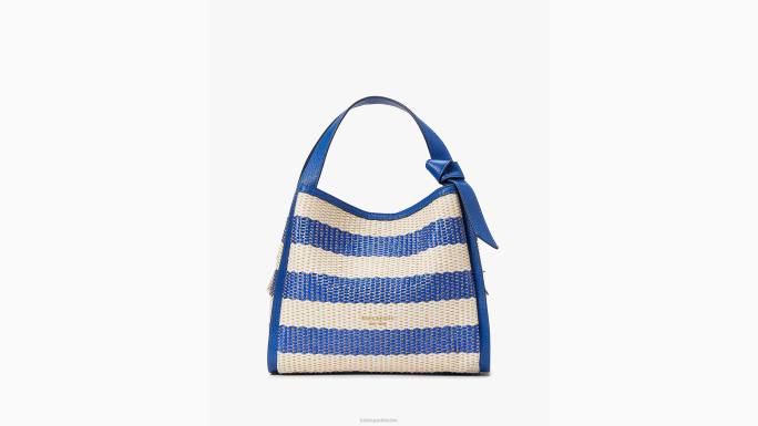 žene Kate Spade klasični plavi multi knott prugasta srednja torba preko tijela pribor 04HN118