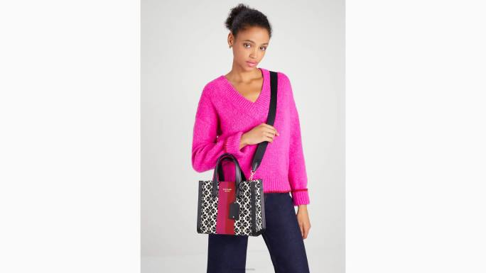 žene Kate Spade krema multi cvijet jacquard pruge manhattan mala torba pribor 04HN261